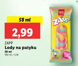 Lidl Lody ZAPP Lody na patyku oferta