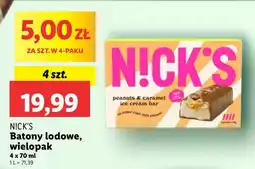 Lidl Lody NICK'S Batony lodowe peanuts & caramel oferta