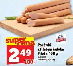 Topaz Parówki z filetem indyka Filetki 100g Indykpol oferta