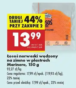 Biedronka Łosoś norweski wędzony na zimno w plastrach Marinero oferta