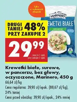 Biedronka Krewetki białe, surowe, w pancerzu, bez głowy, oczyszczone Marinero oferta