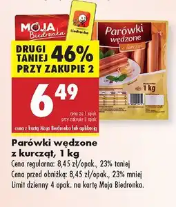 Biedronka Parówki wędzone z kurczak Biedronka oferta