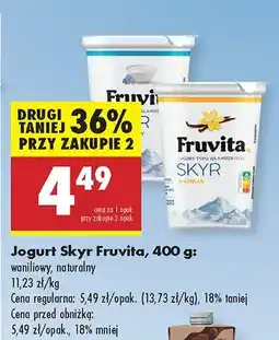Biedronka Jogurt Skyr Fruvita waniliowy, naturalny oferta