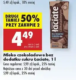 Biedronka Mleko czekoladowe bez dodatku cukru Łaciate oferta