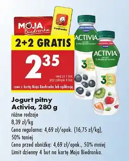 Biedronka Jogurt pitny Activia różne rodzaje oferta