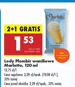 Biedronka Lody Plombir waniliowe Marletto oferta