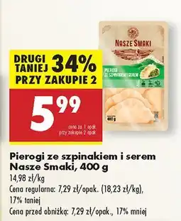 Biedronka Pierogi ze szpinakiem i serem Nasze Smaki oferta