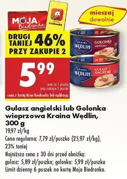 Biedronka Gulasz angielski lub golonka wieprzowa Kraina Wędlin oferta