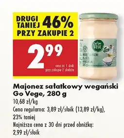 Biedronka Majonez sałatkowy wegański Go Vege oferta