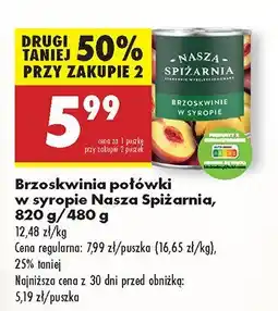 Biedronka Brzoskwinia połówki w syropie Nasza Spiżarnia oferta