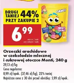 Biedronka Orzeszki arachidowe w czekoladzie mlecznej i cukrowej otoczce Monti oferta