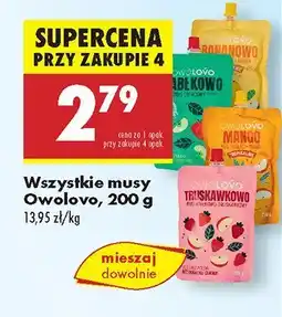 Biedronka Mus Ovo-Lovo Jabłkowo smak jabłkowy 200g oferta
