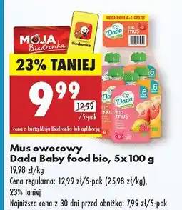Biedronka Mus owocowy Dada Baby food bio oferta