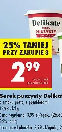 Biedronka Serek puszysty Delikate z pomidorami oferta