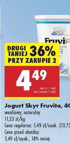 Biedronka Jogurt Skyr Fruvita naturalny oferta