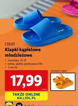 Lidl Crivit Klapki kąpielowe młodzieżowe oferta