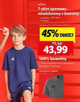 Lidl adidas T-shirt sportowy młodzieżowy z bawełny oferta