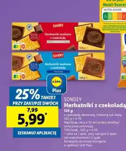 Lidl SONDEY Herbatniki z czekoladą oferta