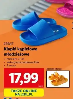 Lidl Klapki kąpielowe młodzieżowe 31-37 Crivit oferta