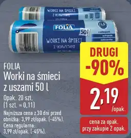 ALDI Worki na śmieci z uszami 50 l oferta