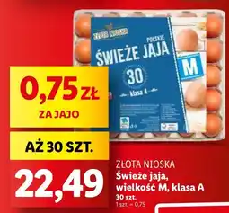 Lidl Jajka świeże wielkość M klasa A, 30 szt. Złota Nioska oferta