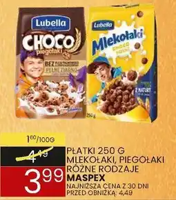 Wafelek Płatki 250g mlekolaki, piegolaki różne rodzaje Maspex oferta