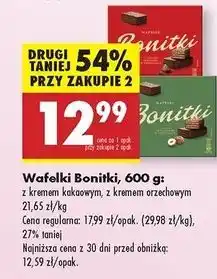 Biedronka Wafelki z kremem kakaowym Bonitki oferta