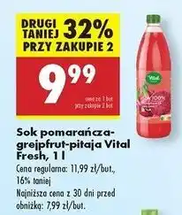 Biedronka Sok pomarańcza-grejpfrut-pitaja Vital Fresh oferta