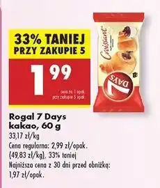Biedronka Croissant z nadzieniem o smaku kakaowym 7 Days oferta