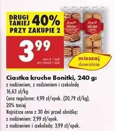 Biedronka Ciasteczka kruche z nadzieniem owocowym i polewą kakaową Bonitki oferta