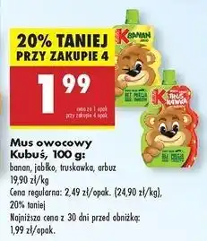 Biedronka Mus jabłko-arbuz-aronia Kubuś oferta