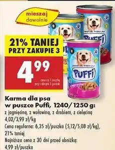 Biedronka Karma dla psa z jagnięciną Puffi oferta