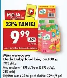 Biedronka Mus owocowy mix Dada Baby oferta