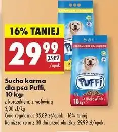 Biedronka Karma sucha dla psa z wołowiną Puffi oferta