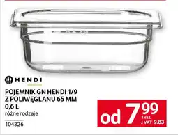 Selgros Pojemnik gn hendi 1/9 z poliwęglanu 65 mm oferta