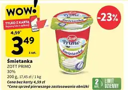 Intermarche Śmietana Zott Primo 30% oferta