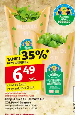 Auchan Bazylia bio XXL lub mięta bio XXL Pewni Dobrego oferta