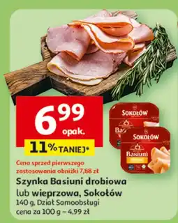 Auchan Szynka Basiuni drobiowa lub wieprzowa Sokołów oferta