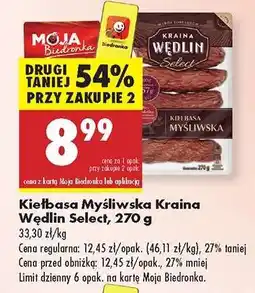 Biedronka Kiełbasa Myśliwska Kraina Wędlin Select, 270 g oferta