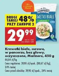 Biedronka Krewetki białe surowe , w pancerzu , bez głowy oczyszczone , Marinero 450 g oferta
