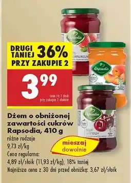 Biedronka Dżem o obniżonej zawartości cukrów Rapsodia 410 g oferta