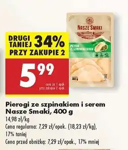 Biedronka Pierogi ze szpinakiem i serem Nasze Smaki 400 g oferta