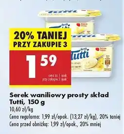 Biedronka Serek waniliowy prosty skład Tutti 150 g oferta