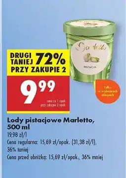 Biedronka Lody pistacjowe Marletto, 500 ml oferta