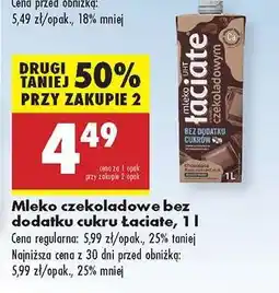 Biedronka Mleko czekoladowe bez dodatku cukru łaciate, 1 l oferta