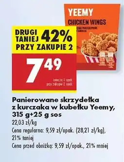 Biedronka Panierowane skrzydełka z kurczaka w kubku Yeemy, 315 g+25 g sos oferta