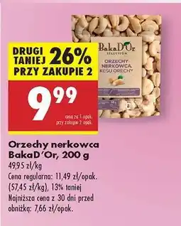 Biedronka Orzechy nerkowca BakaD’Or, 200 g oferta
