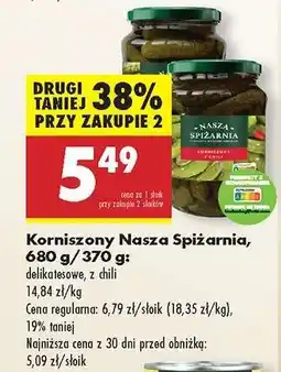 Biedronka Korniszony Nasza Spiżarnia, 680 g/370 g oferta