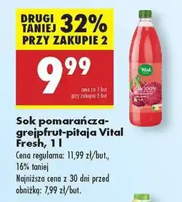 Biedronka Sok pomarańcza-grejpfrut-pitaja Vital Fresh, 1 l oferta