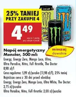 Biedronka Napój energetyczny Monster 500 ml oferta